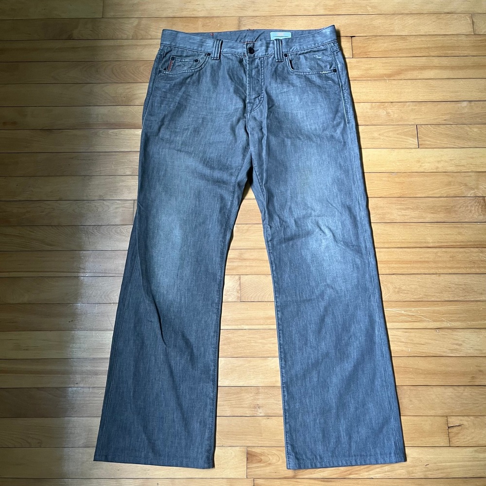 Hugo Boss Orange Label Mens Gray Bootcut Jeans W36 L36 Button Fly Wide Leg